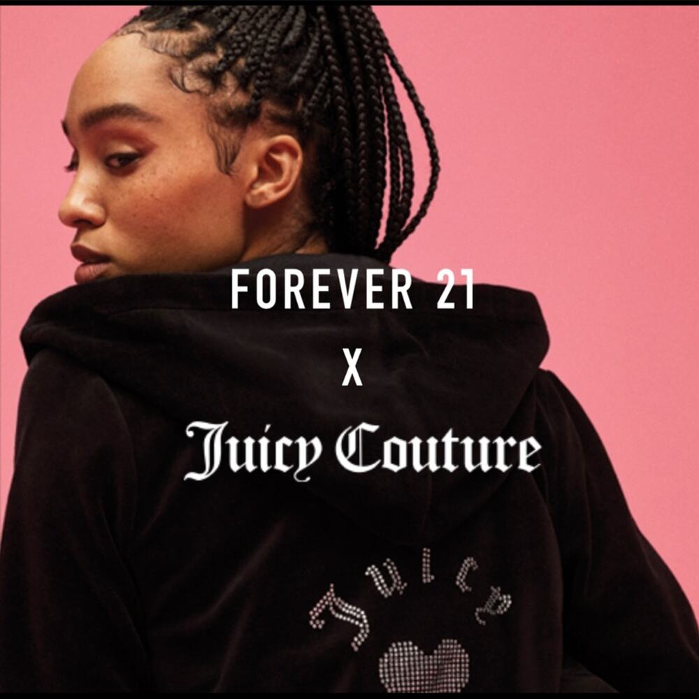 F21 x Juicy Couture Black Crewneck Embroidered T-Shirt Medium - Picture 4 of 8